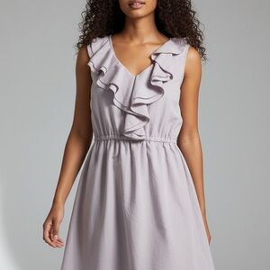 Sleeveless Ruffle V-Neck Dress in Light Lilac